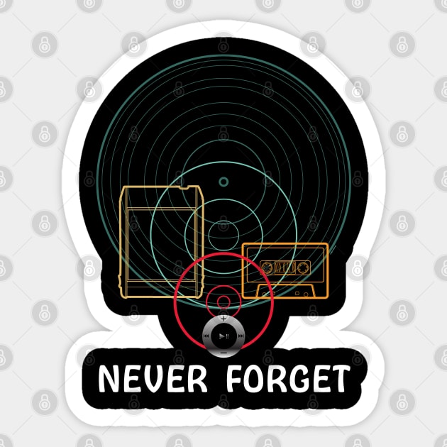 Music Collector Vintage Never Forget Sticker by PEHardy Design